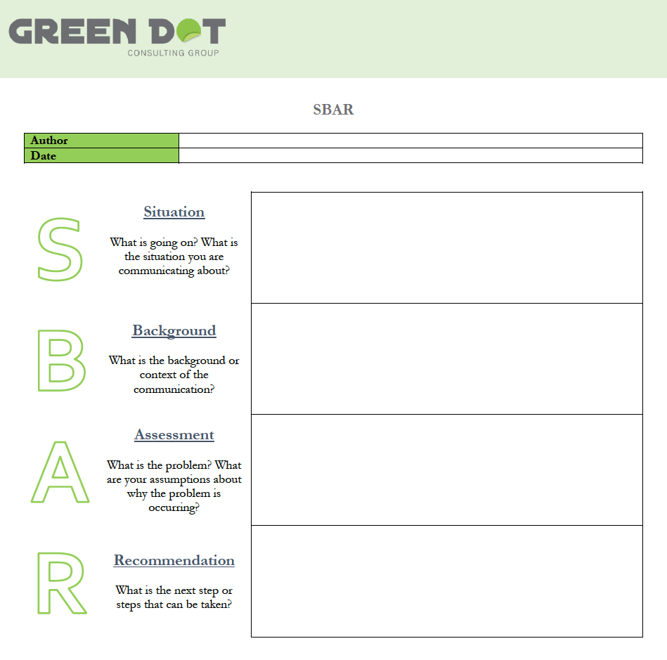 Learn About Sbar - Situation, Background, Analysis, Recommendation in Free Blank Sbar Template