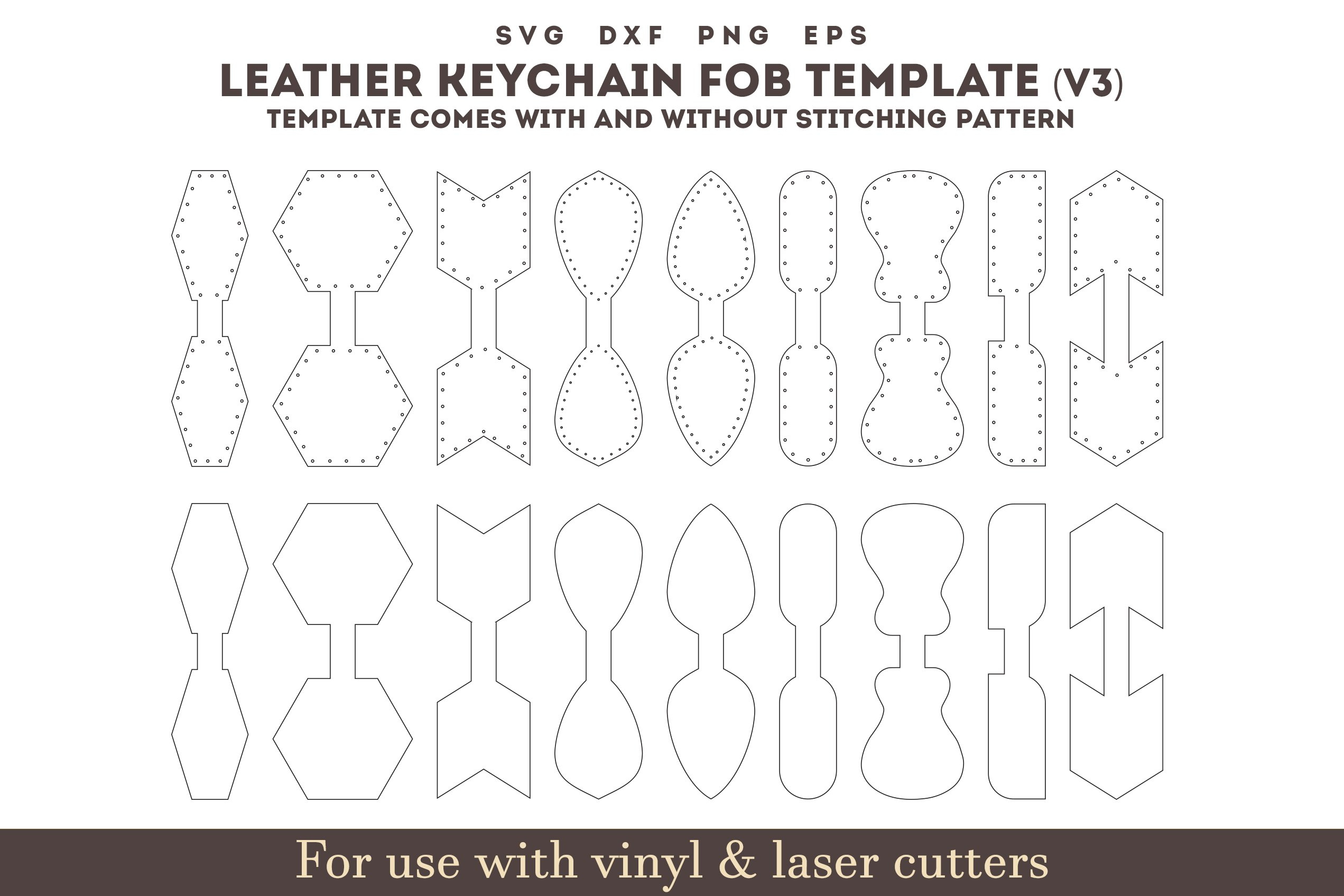 Leather Keychain Key Fob Pattern With Sewing Stitches Svg with Free Printable Leather Key Fob Pattern