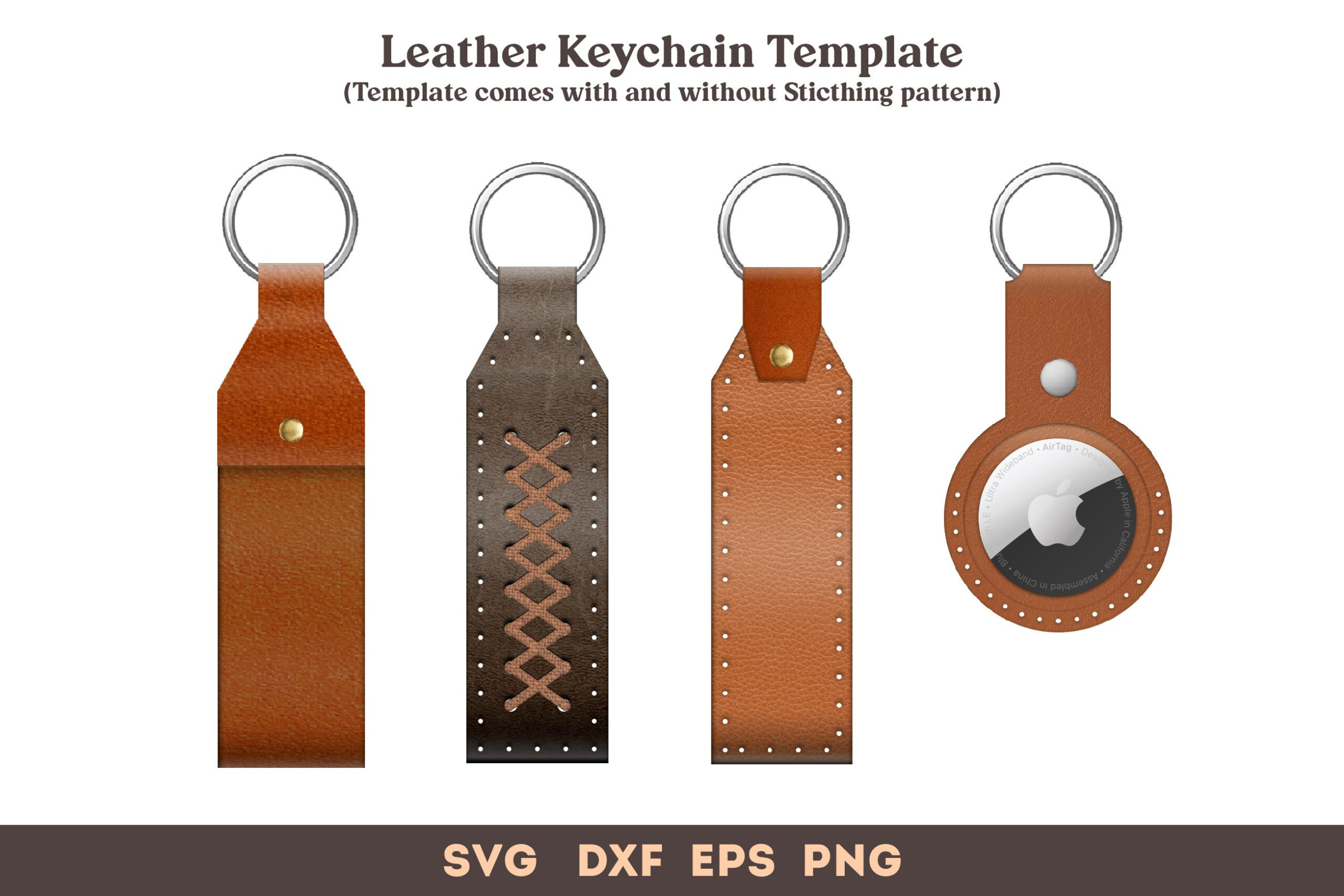 Leather Keychain Svg, Apple Air Tag Key Fob Template Svg Dxf for Free Printable Leather Key Fob Pattern