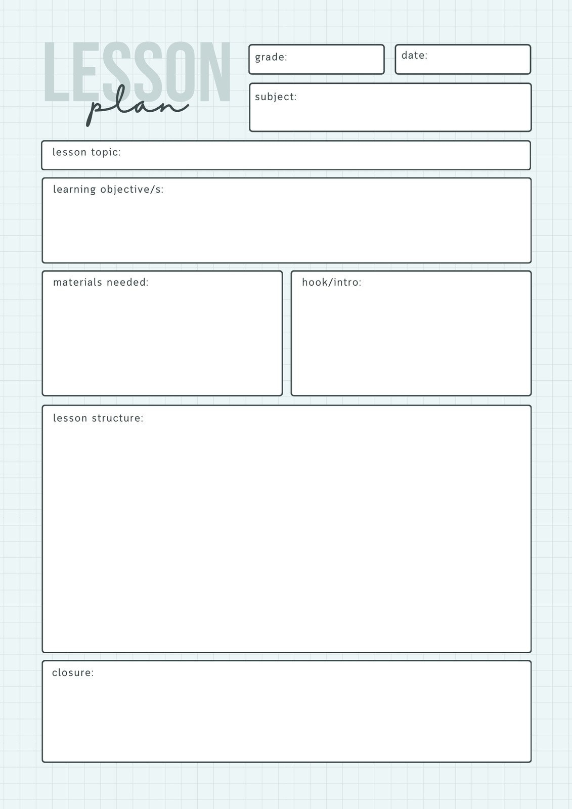 Lesson Plan Templates You Can Customize For Free | Canva with Free Substitute Lesson Plan Template