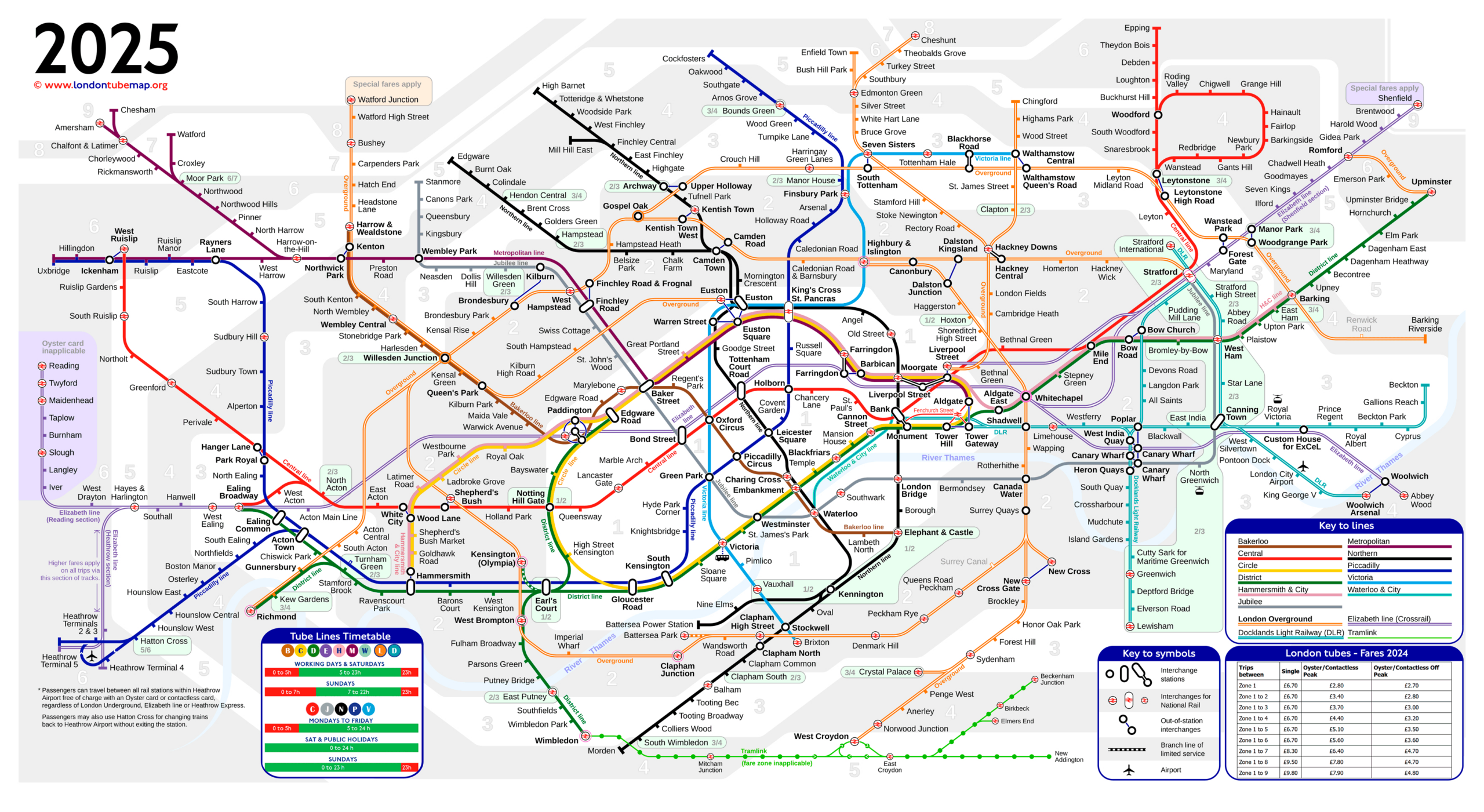 London Tube Map, Updated 2025 with Free Printable London Tube Map