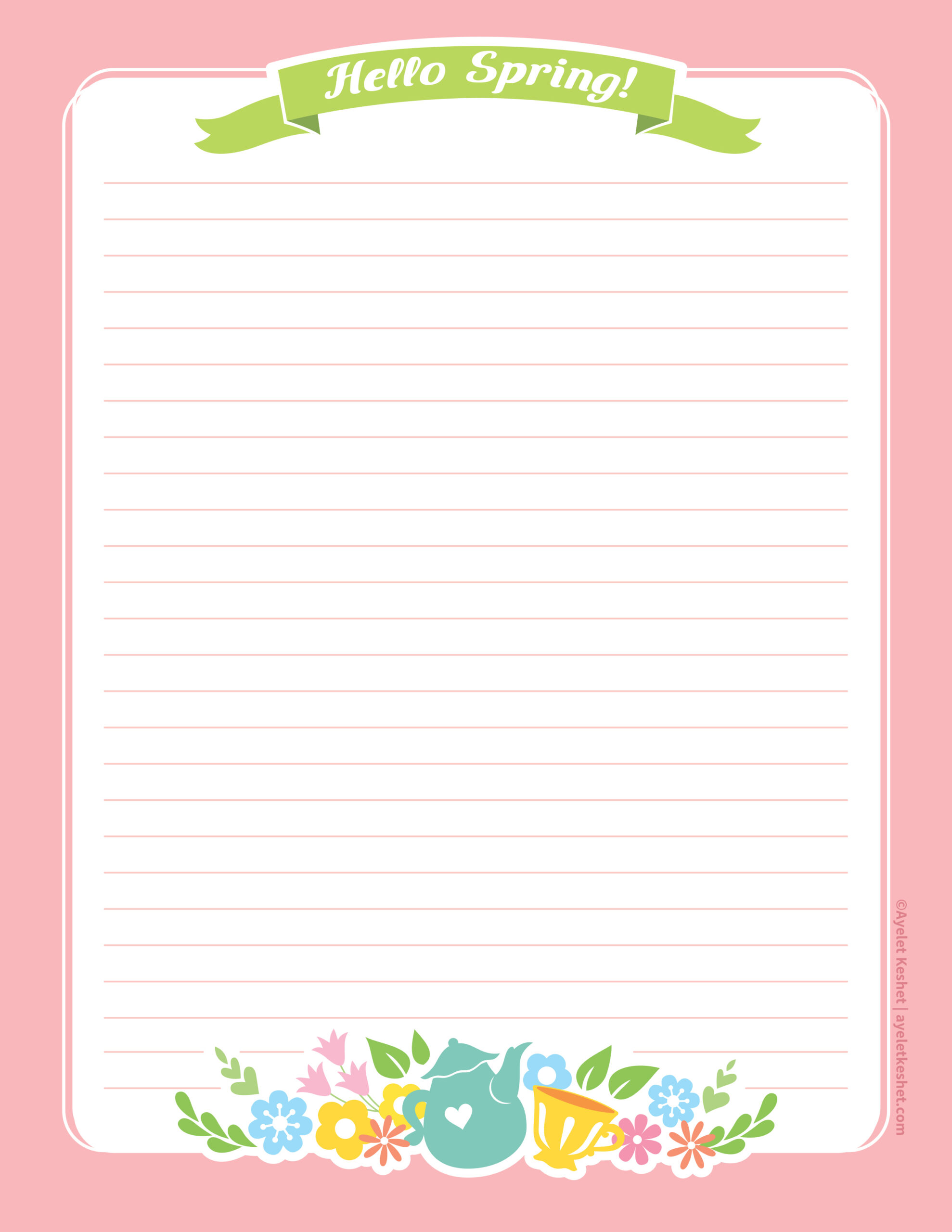 Lovely Free Printable Stationery Paper For Spring - Ayelet Keshet intended for Free Printable Spring Stationery