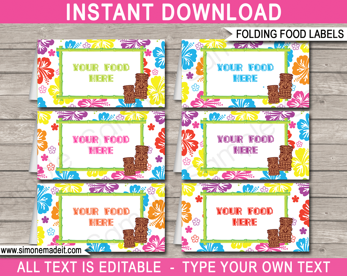 Luau Party Food Labels Template for Free Printable Hawaiian Food Labels