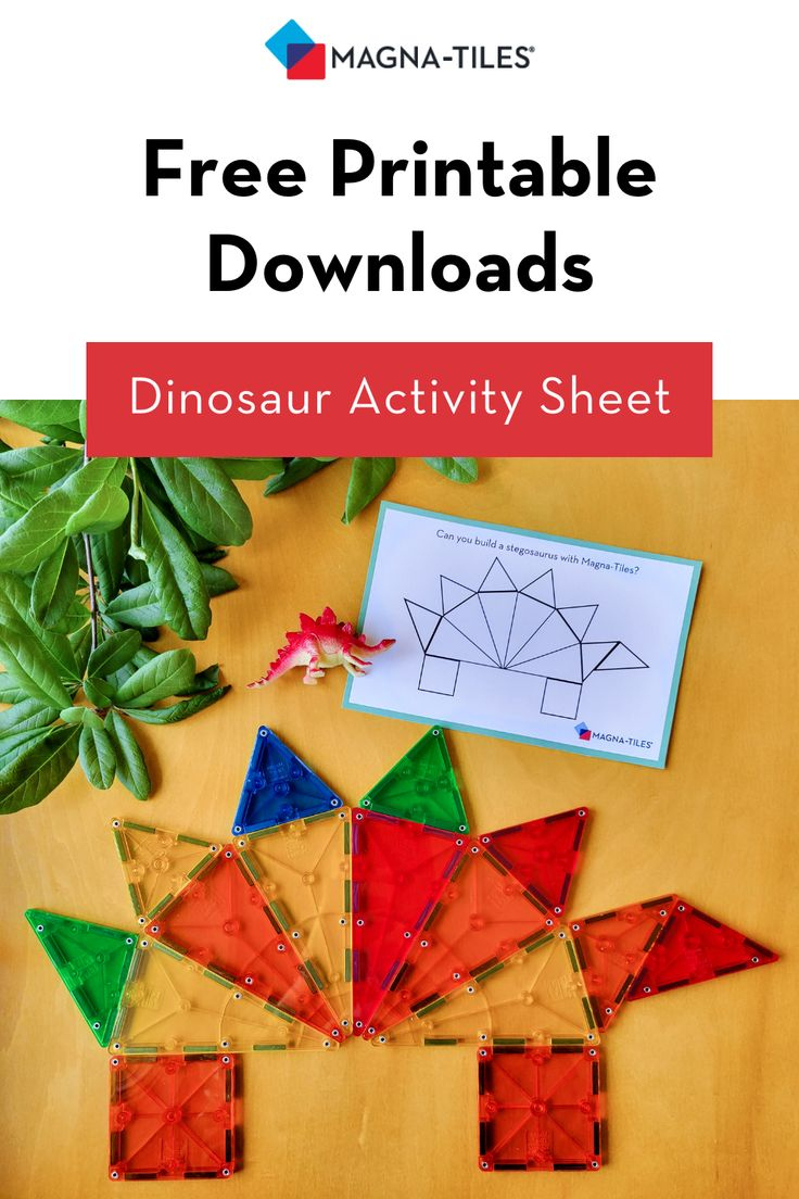 Magna-Tiles® Free Printable Downloads: Dinosaur Activity Sheet in Free Magnetic Tile Printables