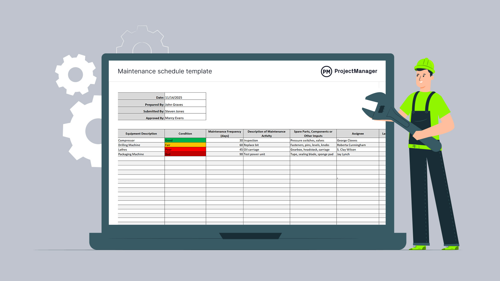 Maintenance Schedule Template - Projectmanager for Free Tpm Excel Template