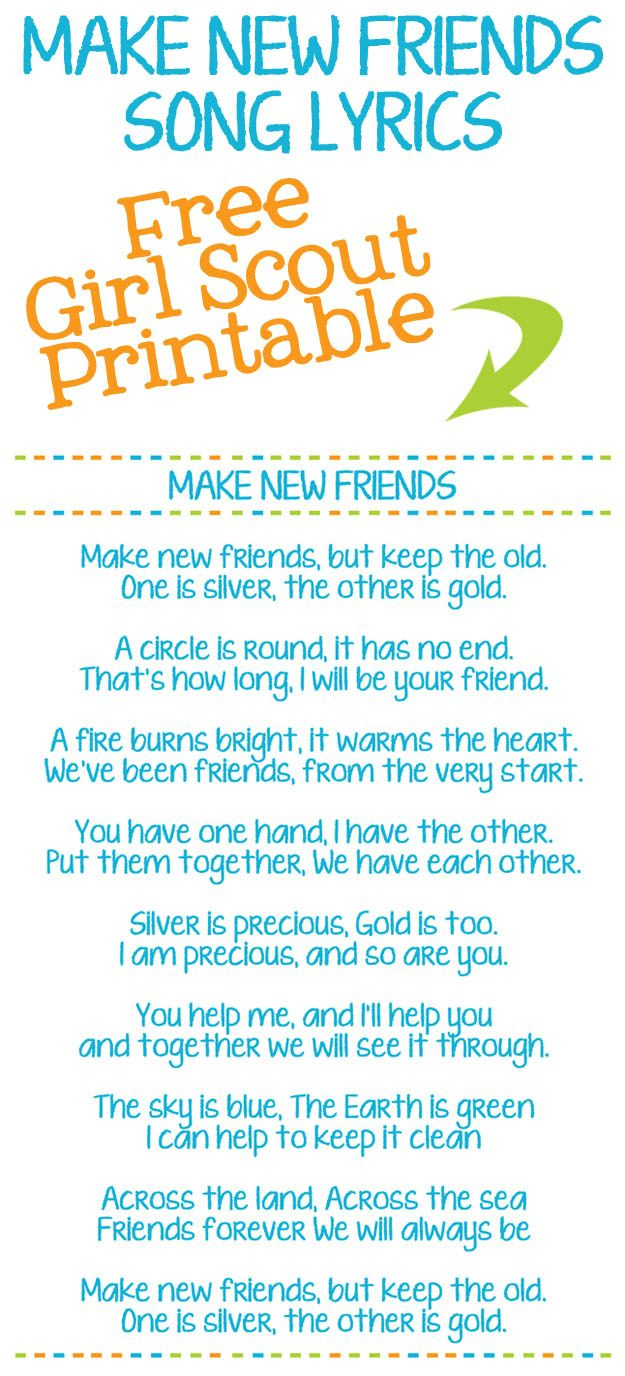 Make New Friends Girl Scout Song Lyrics Printable regarding Free Printable Song Lyrics For Seniors