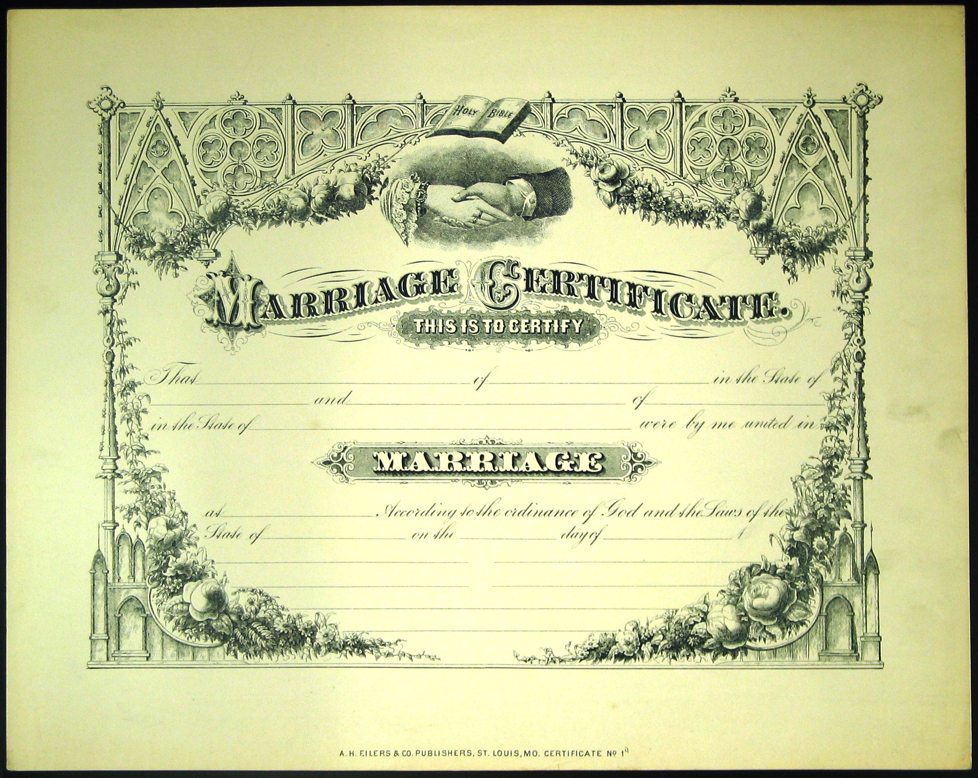 Marriage Certificate. [Blank] | Digital Collections with Free Fake Marriage Certificate Template