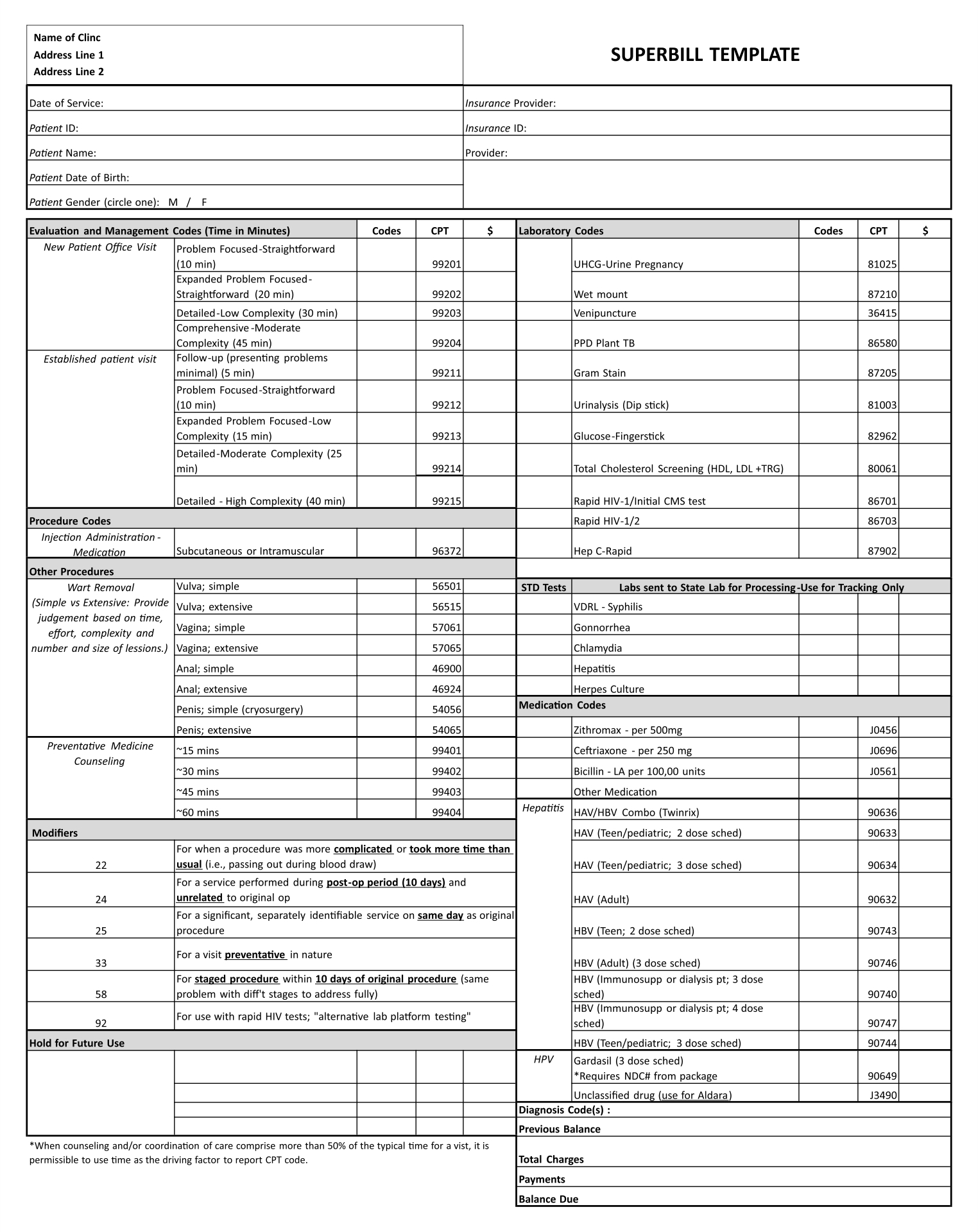 Medical Superbills - 10 Free Pdf Printables | Printablee intended for Free Pediatric Superbill Template