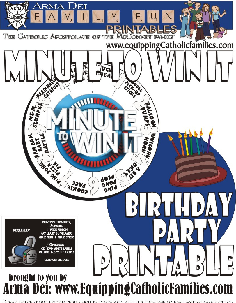 Minute To Win It With Free Printable regarding Free Minute to Win It Printables