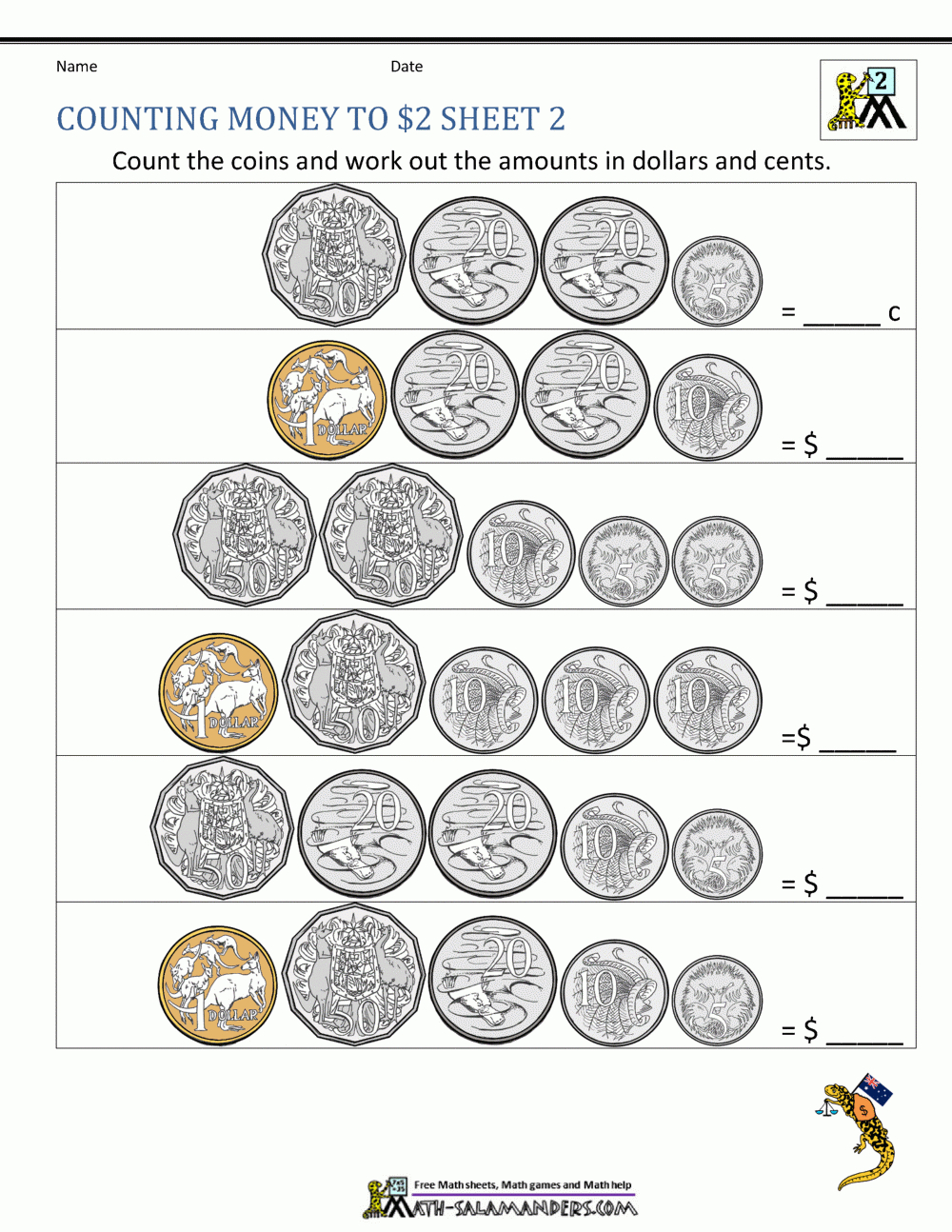 Money Worksheets Australia with regard to Free Australian Money Printables