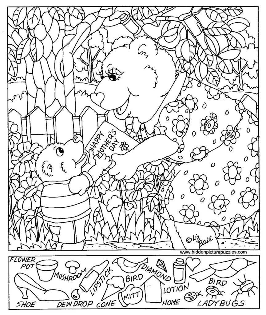 Mother&amp;#039;S Day Hidden Picture Puzzle with Free Printable Difficult Hidden Pictures