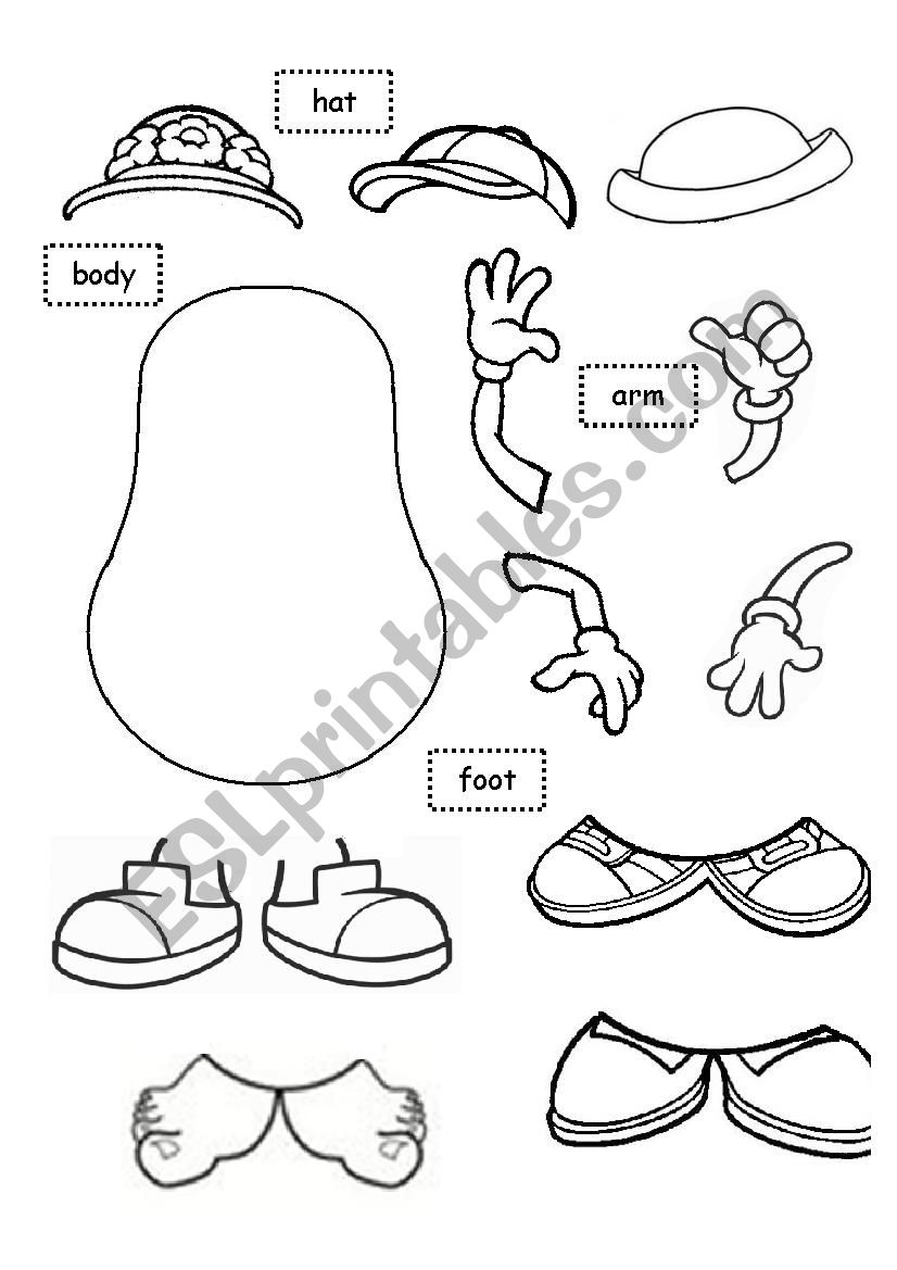 Mr. Mrs. Potato Head - Esl Worksheetladydeath with regard to Free Printable Mr Potato Head Parts