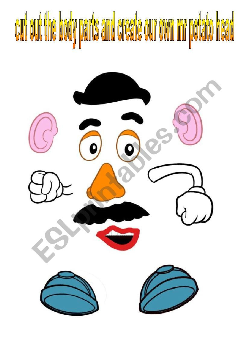 Mr Potato Head + Extra Body Parts B&amp;amp;W Version Included - Esl pertaining to Free Printable Mr Potato Head Parts