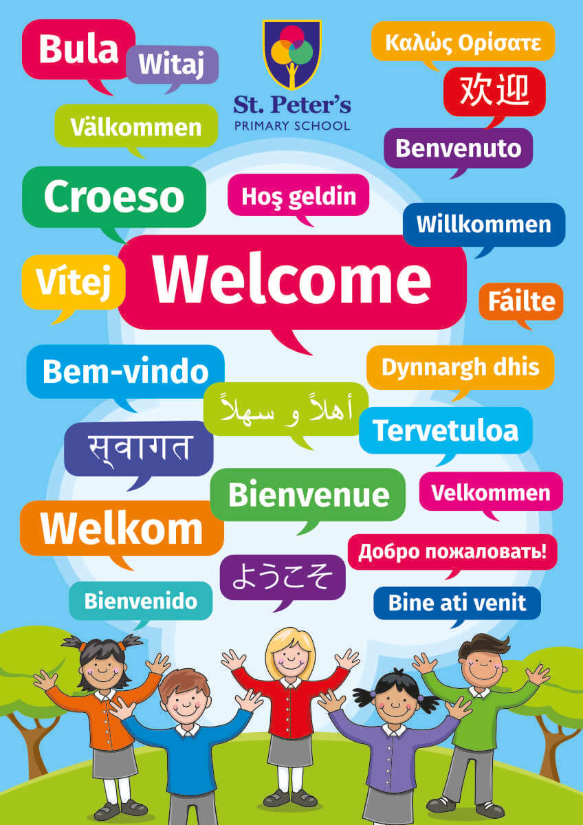 Multi-Language Welcome Sign Portrait - Languages Sign For Schools in Free Printable Multilingual Welcome Poster