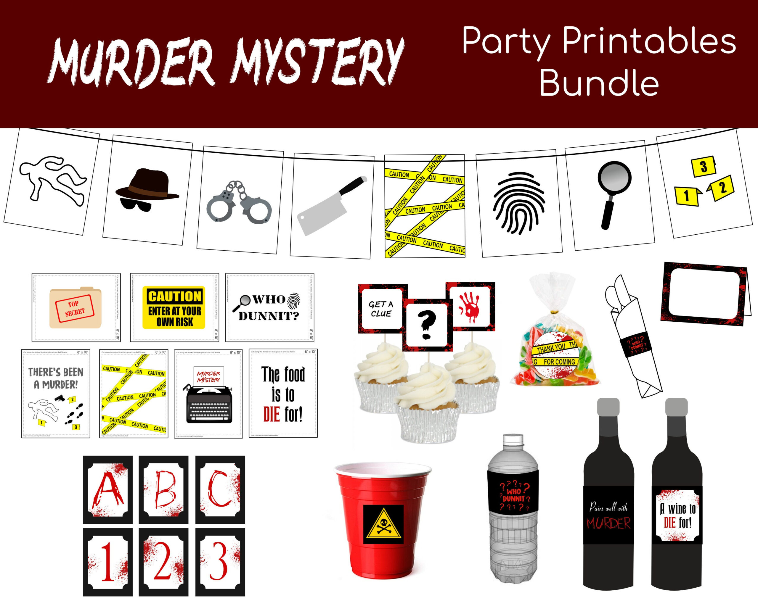 Murder Mystery Party Pack Printables Bundle | Digital Files Only with regard to Murder Mystery Party Free Printables