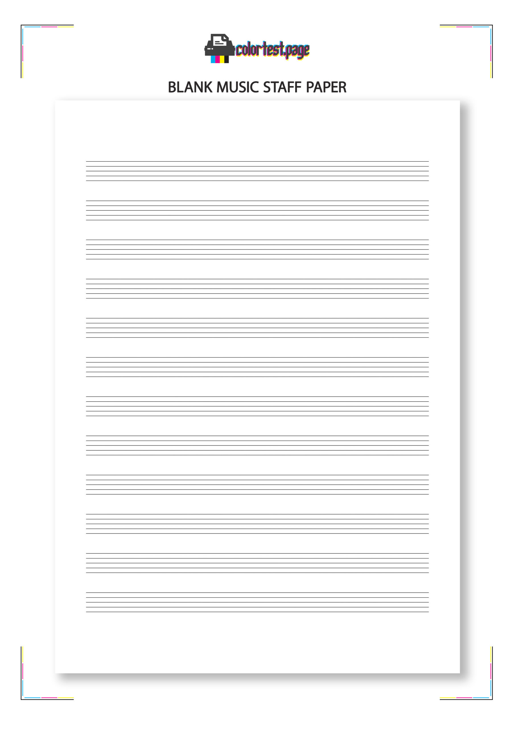 Music Staff Paper (Pdf) | Color Test Page intended for Free Printable Music Staff Paper
