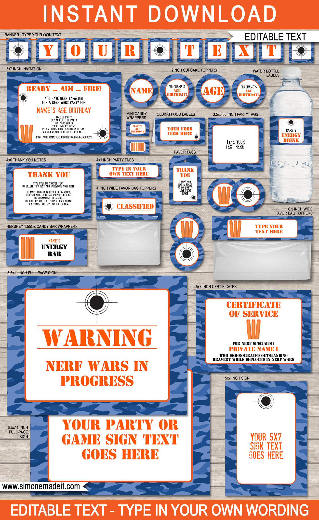 Nerf Birthday Party | Printable Templates | Nerf Party Theme for Free Nerf Printables