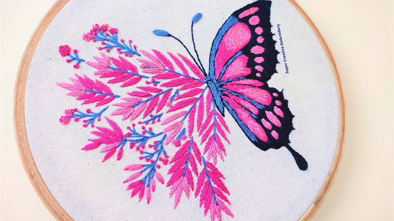 New Floral Butterfly Embroidery Design/Free Pdf Pattern/Hand Embroidery/How To Embroider A Butterfly within Free Printable Butterfly Embroidery Patterns