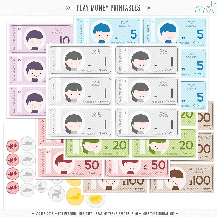 New Vector Saving Up + Free Printable Play Money! • Miss Tiina intended for Canadian Play Money Printables Free