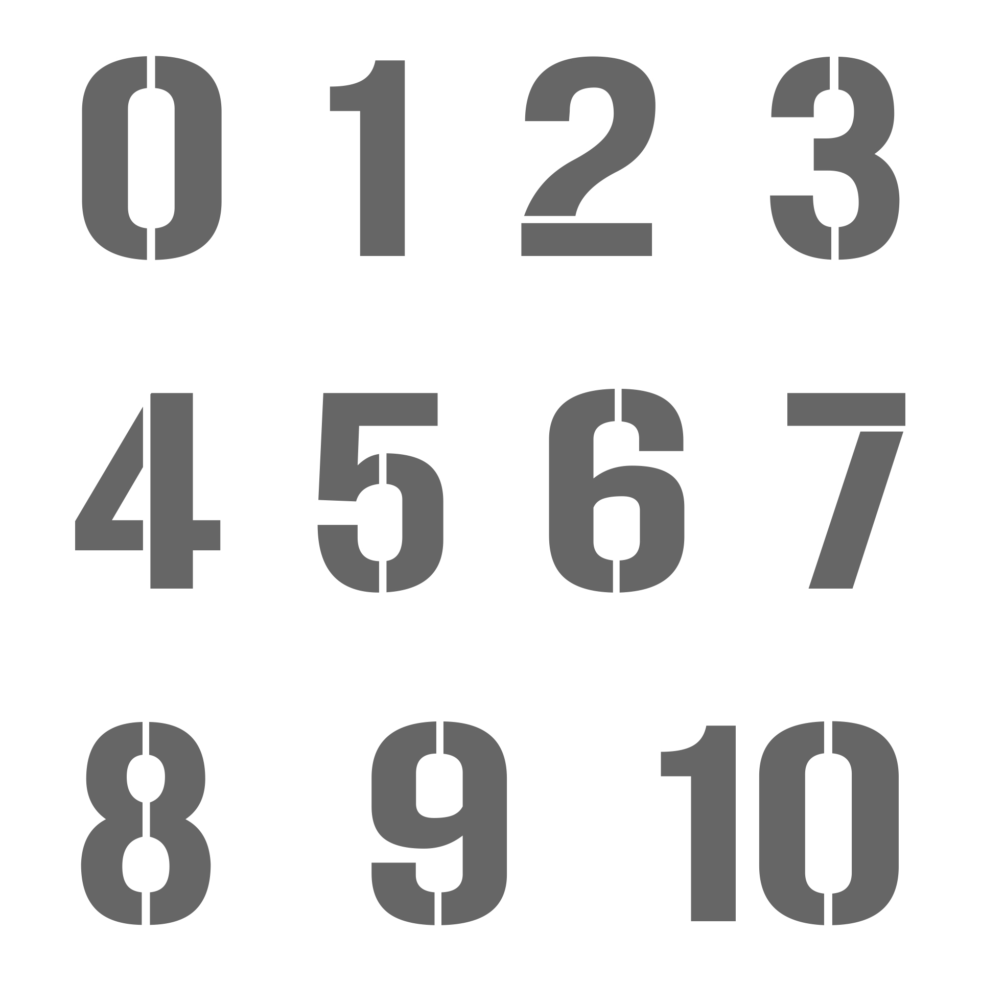 Numberstencils - 10 Inch Full Block Number Stencils (100 Sheet with Free Printable 10 Inch Number Stencils