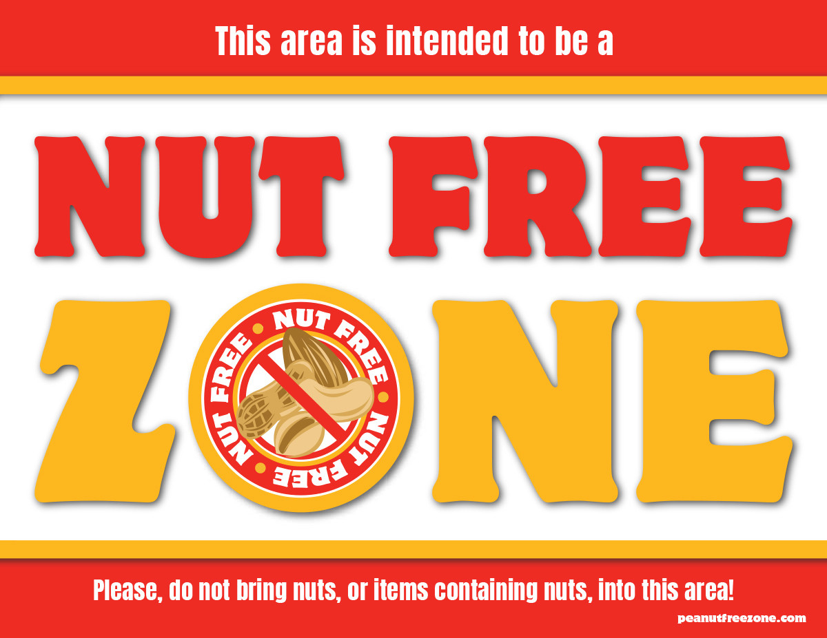 Nut Free Zone Sign with Printable Nut Free Zone Sign