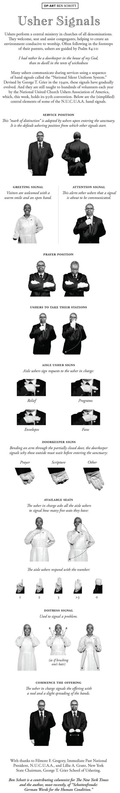 Opinion | Usher Signals (Published 2014) throughout Free Printable Church Usher Hand Signals