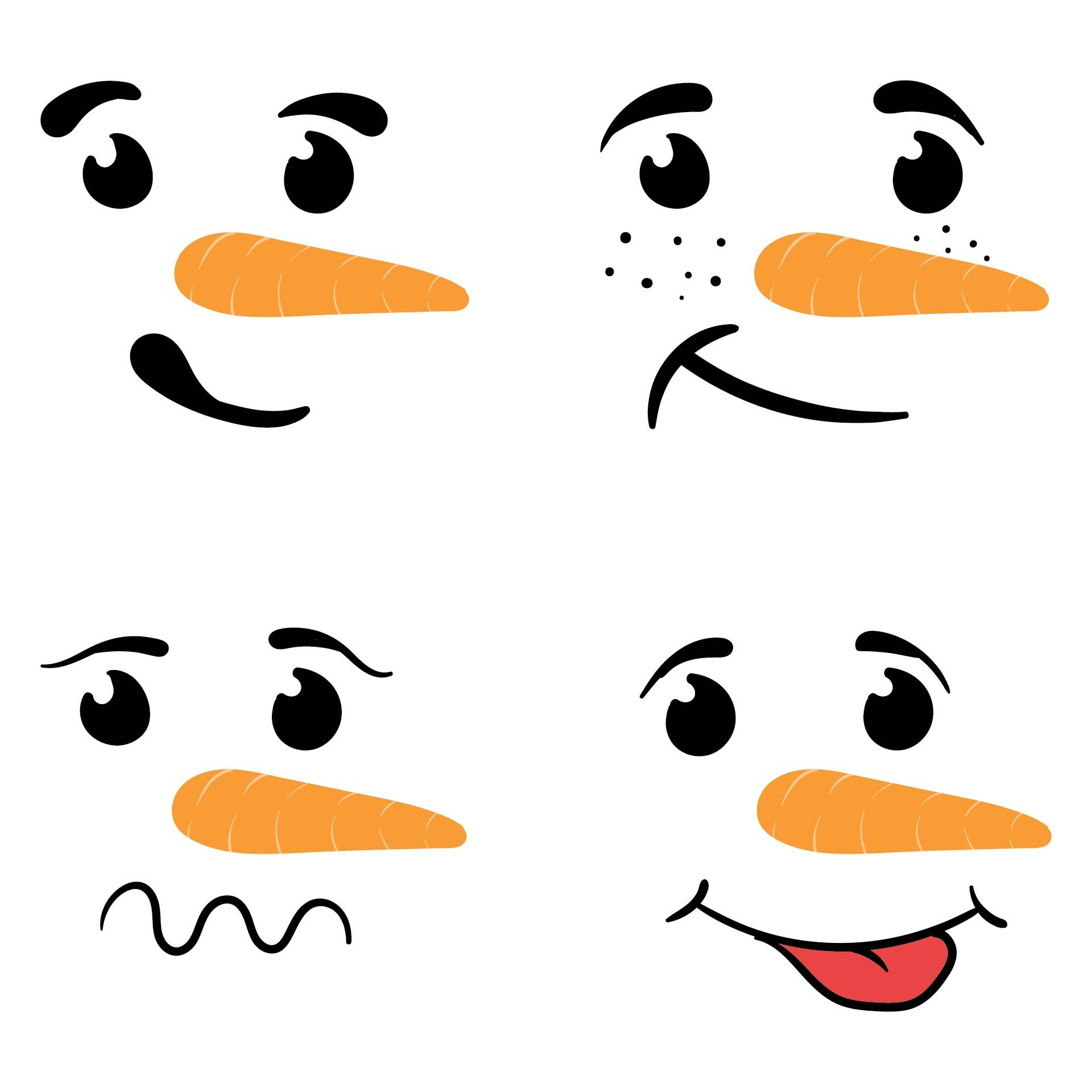 Painted Snowman Faces with Free Printable Snowman Face Patterns