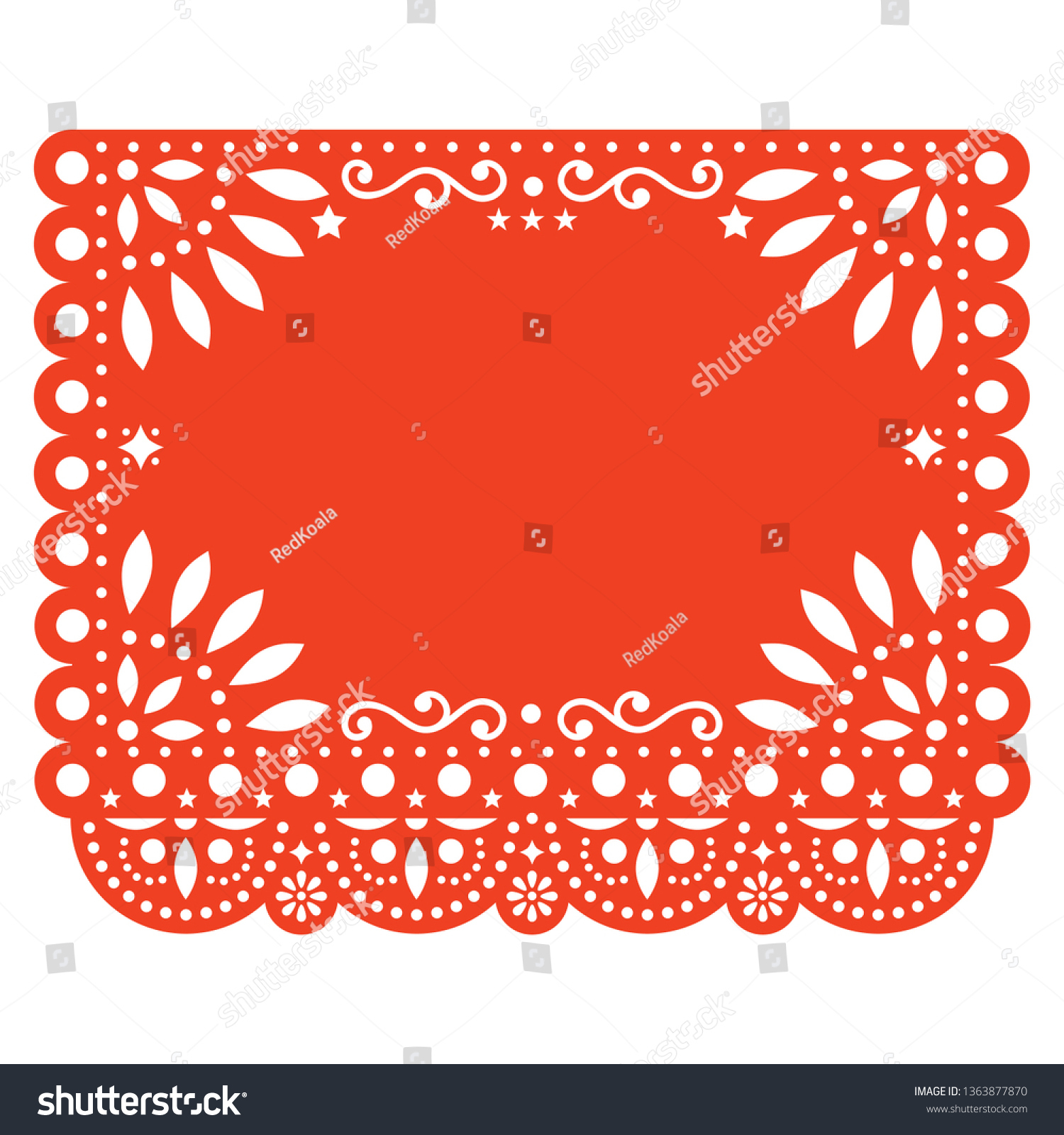 Papel Picado Vector Floral Template Design Stock Vector (Royalty intended for Papel Picado Free Templates
