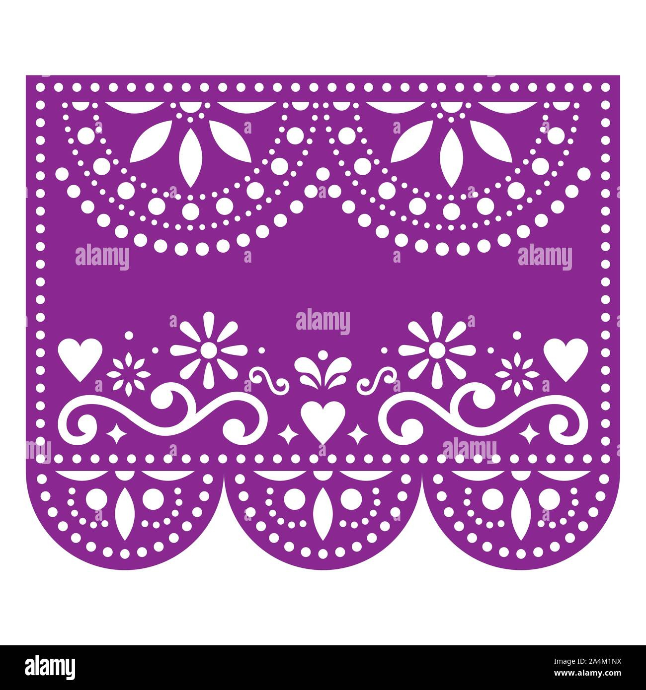 Papel Picado Vector Template With No Text, Floral Purple Design with regard to Papel Picado Free Templates