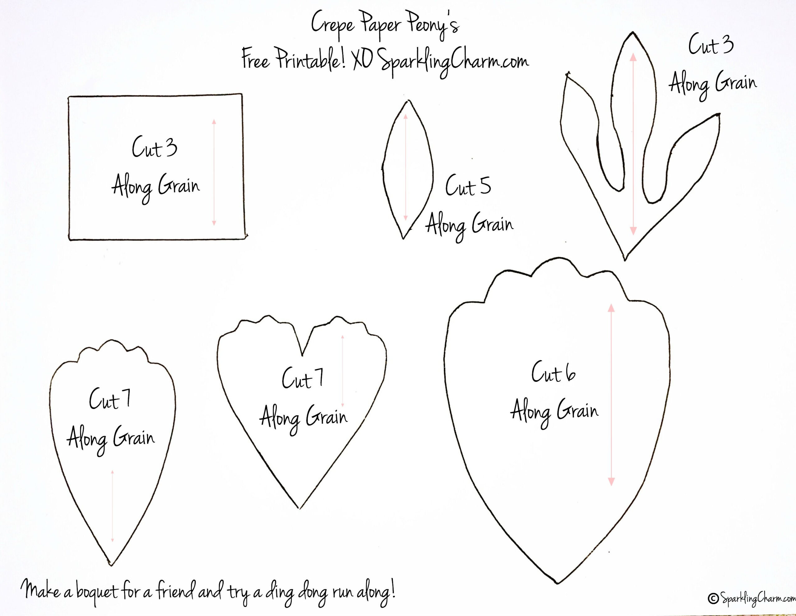 Paper Peony Template, Flower Petal Template, Paper Peonies for Free Printable Peony Flower Patterns