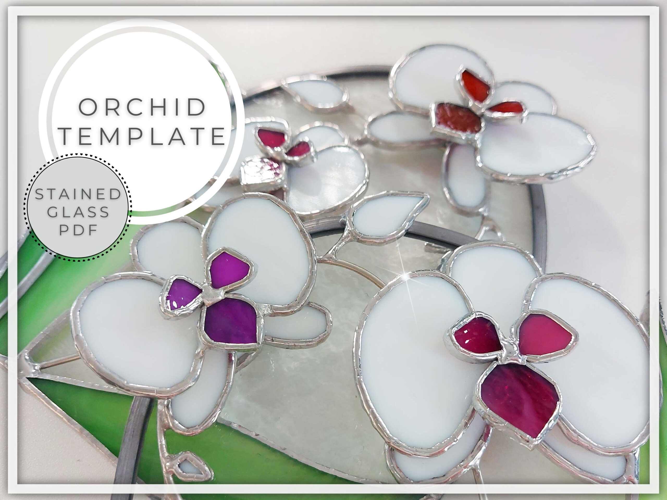 Pattern • 3D Orchid Stained Glass Pattern • Pdf • Digital Download for Free Printable Stained Glass Orchid Plant Patterns
