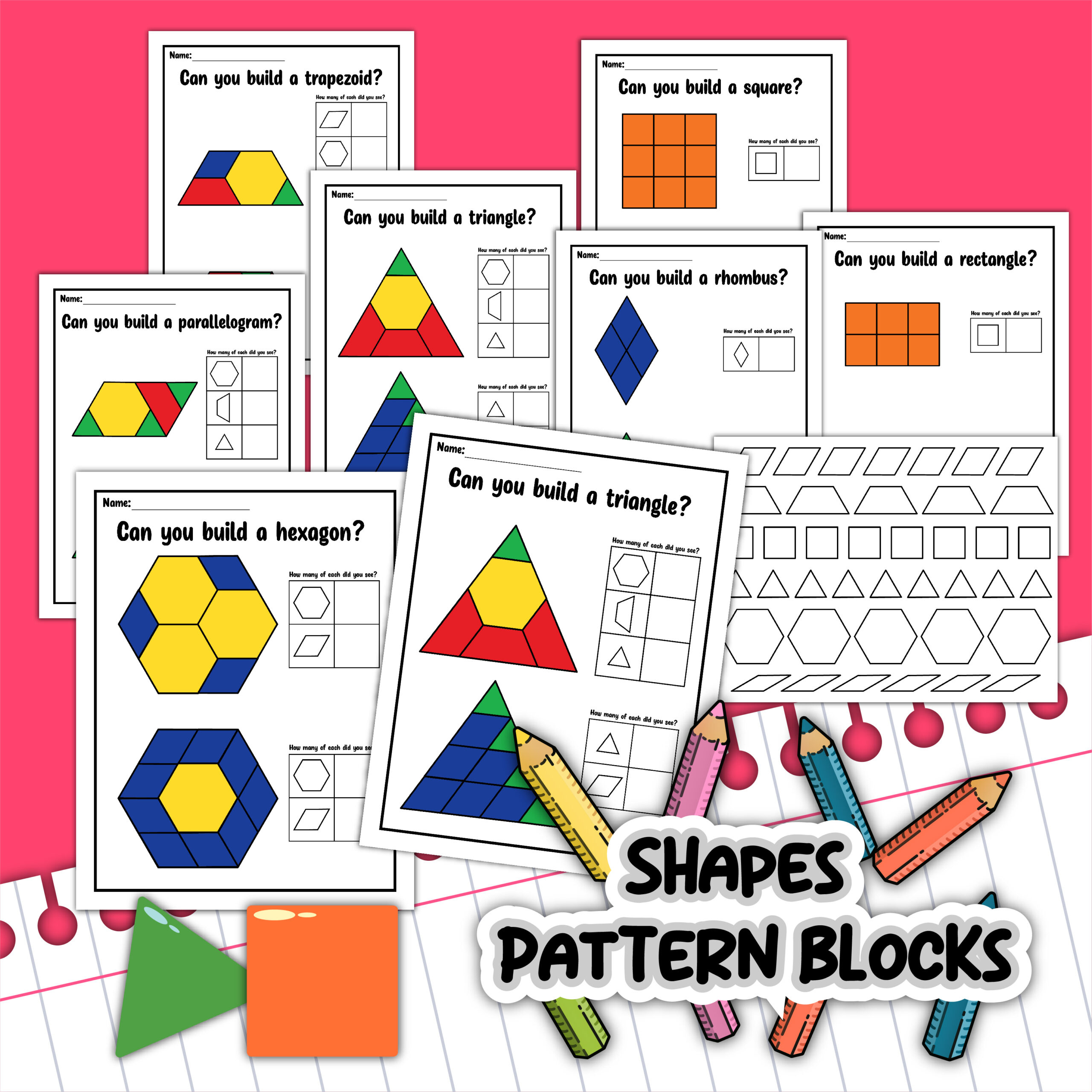 Pattern Block Printables For Shapes - Teaching Mama with regard to Free Pattern Block Puzzle Printables