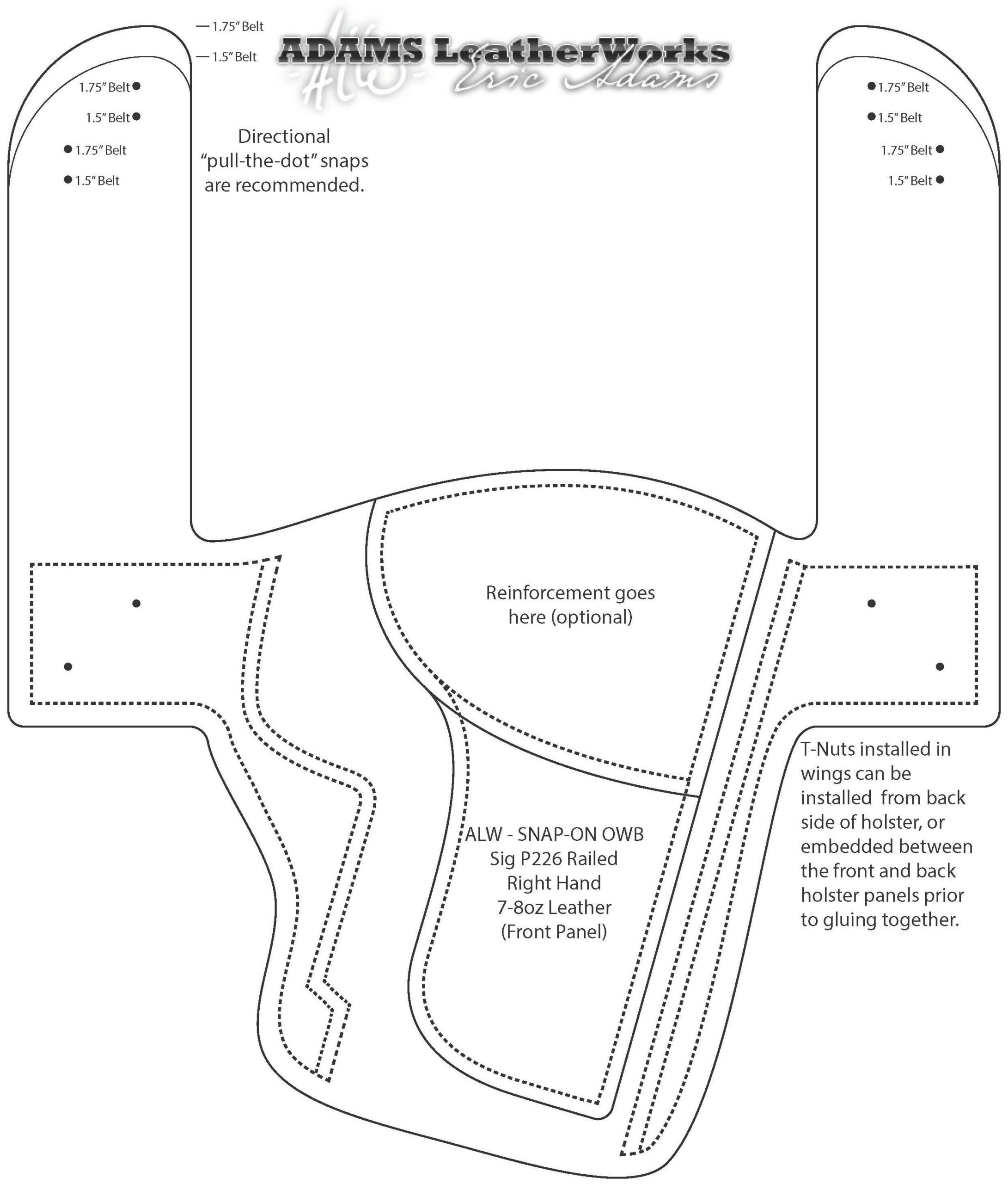 Pdf Digital Pattern - Sig P226 Railed Owb Snapon Style Leather pertaining to Pdf Printable Leather Holster Patterns