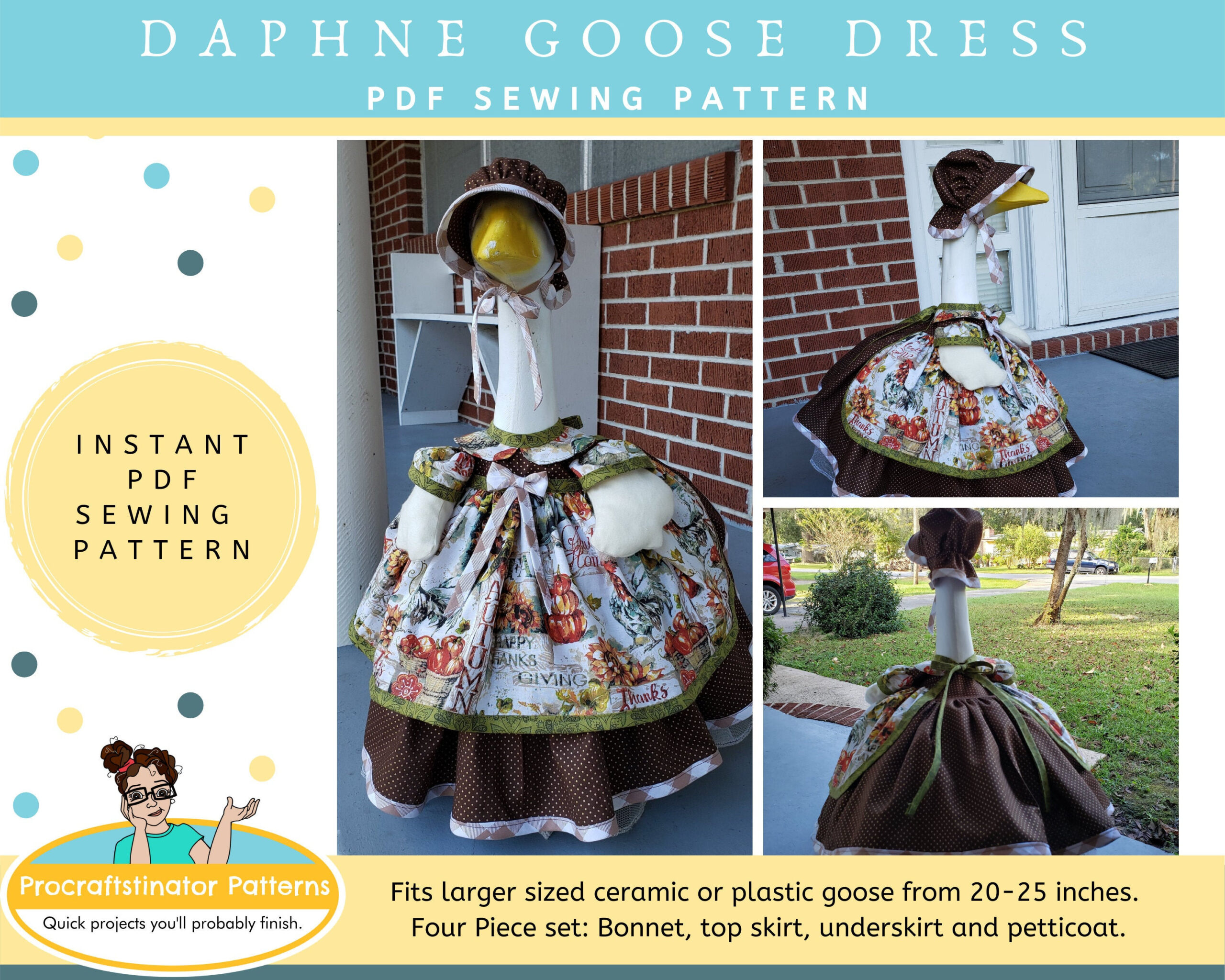 Pdf Instant Download, Daphne Goose Dress Sewing Pattern, Yard inside Printable Goose Clothes Patterns