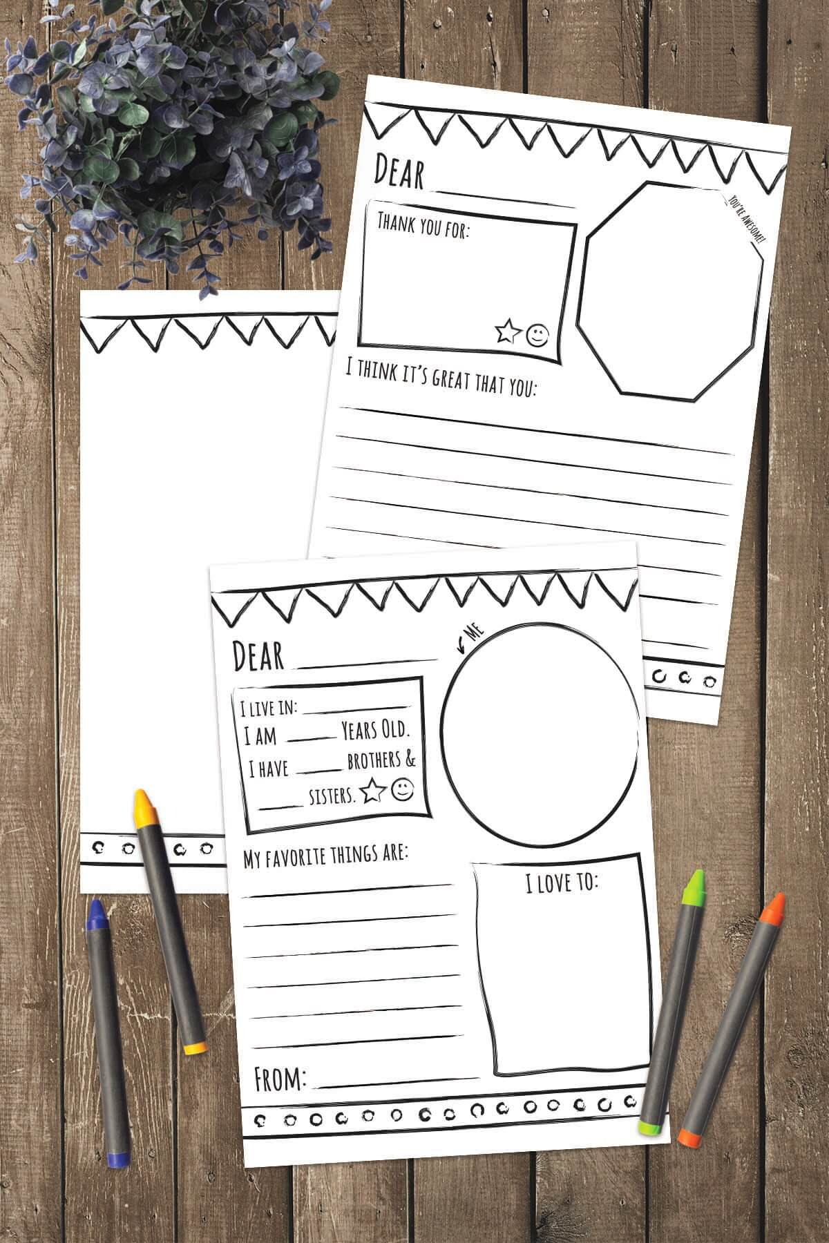 Pen Pal/Thank You Letter Stationery pertaining to Free Pen Pal Printables