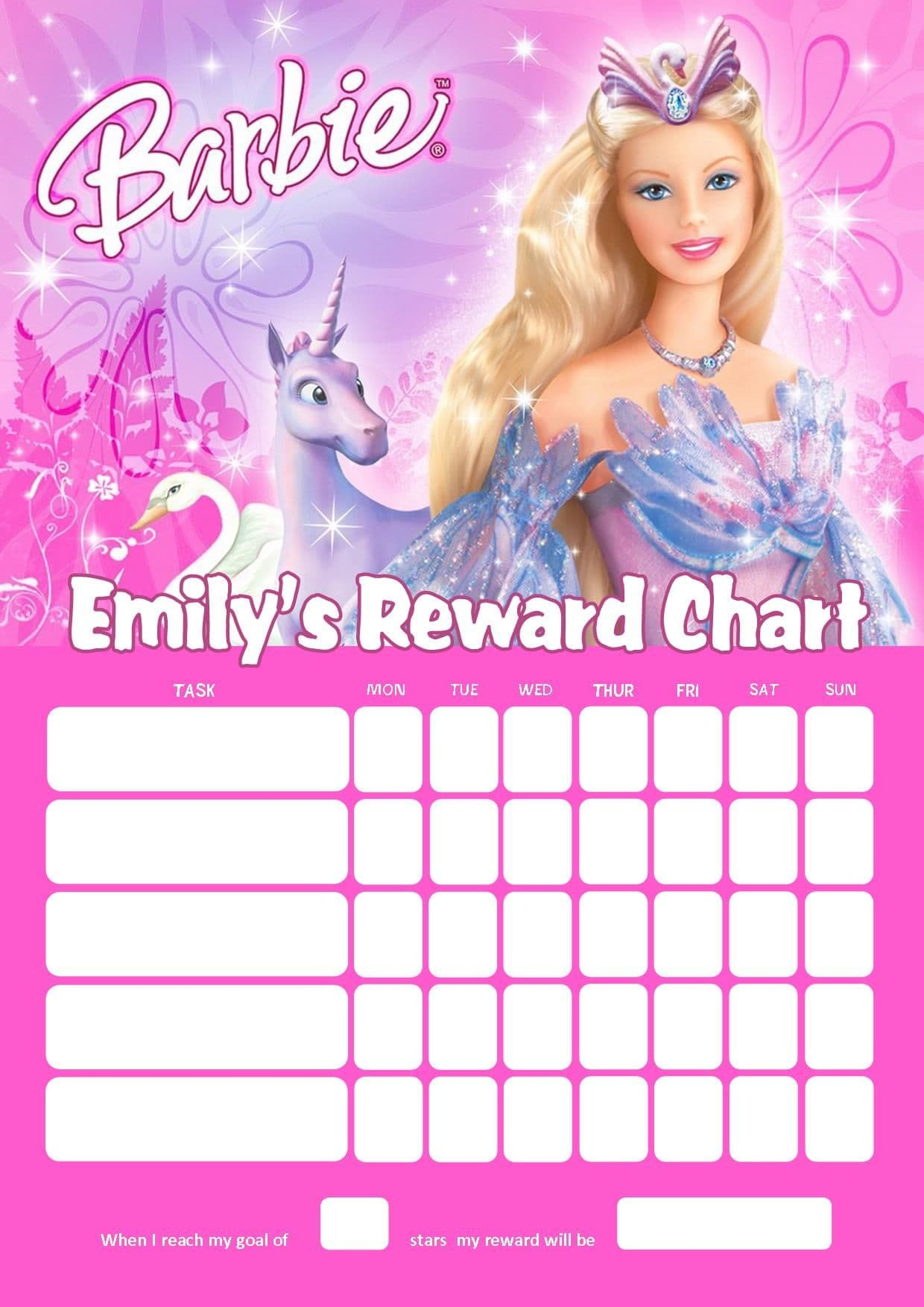 Personalised Barbie Reward Chart (Adding Photo Option Available) throughout Barbie Reward Charts Free Printable
