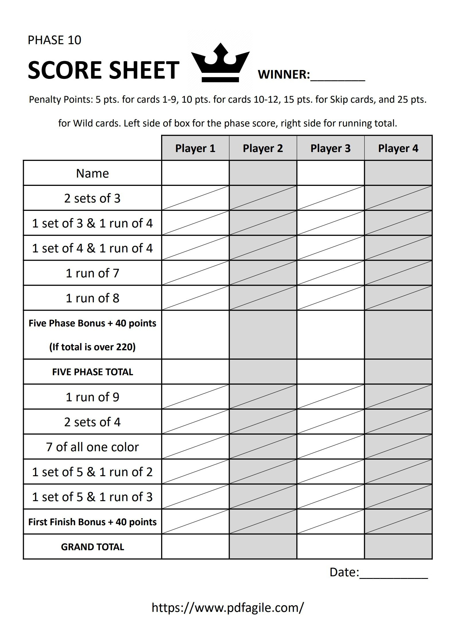 Phase 10 Scoresheet Template | Pdf Agile with regard to Free Printable Phase 10 Score Sheet