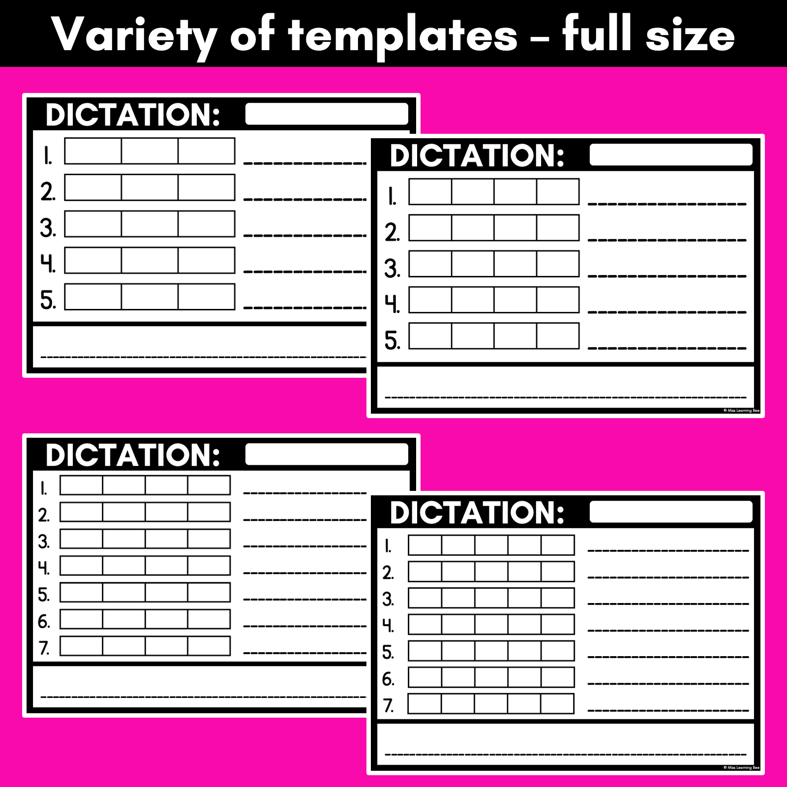 Phonics Dictation Templates - Mrs Learning Bee for Dictation Templates Free