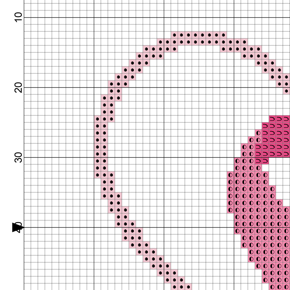 Pink Ribbon Heart Cross Stitch Pattern within Free Printable Cross Stitch Heart Patterns