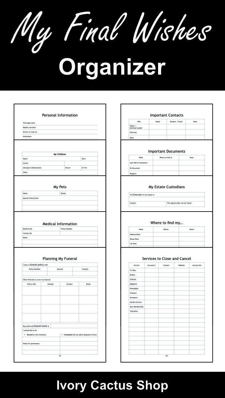 Pinterest for In The Event Of My Death Free Printables
