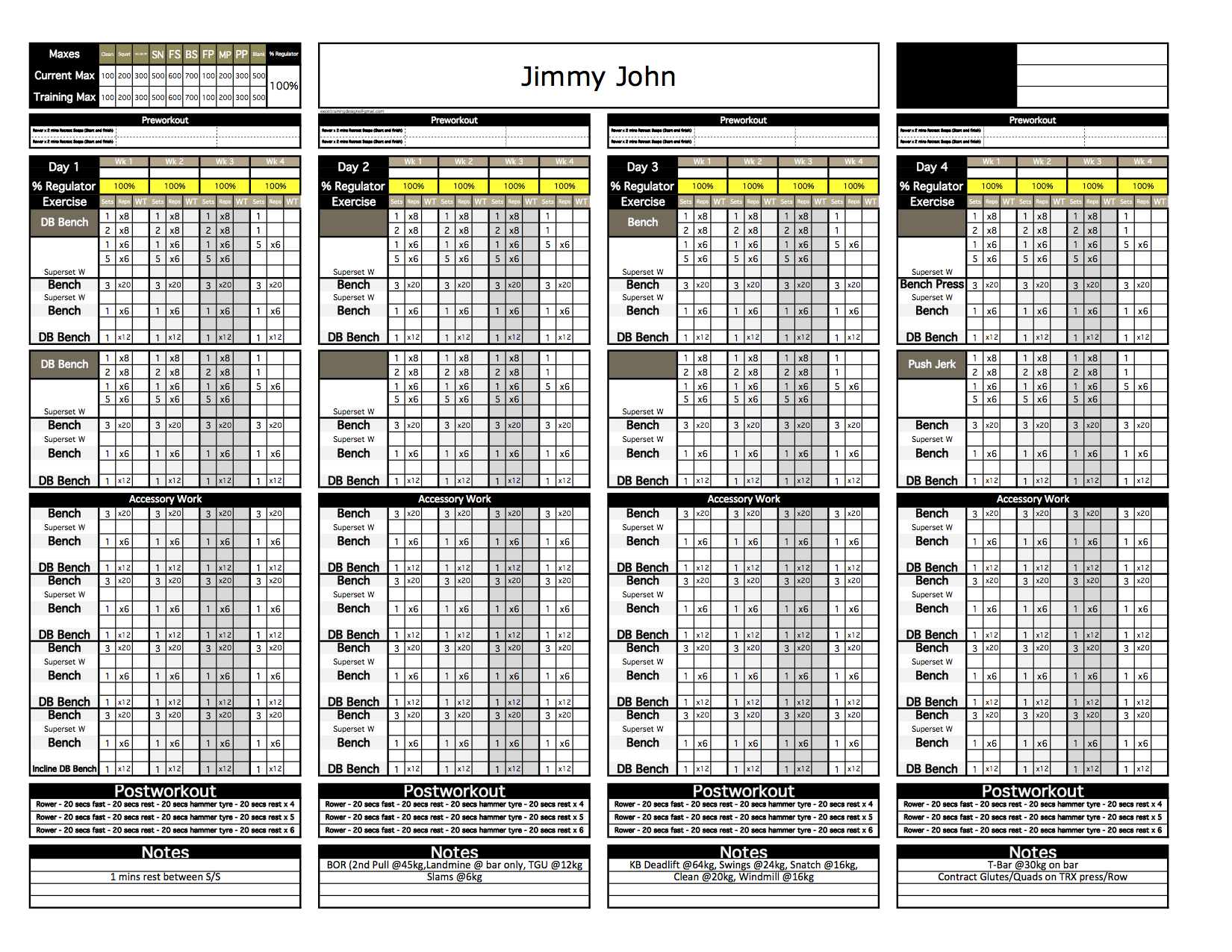 Platinum Strength &amp;amp; Conditioning Templates - Excel Training Designs with Free Strength And Conditioning Excel Templates