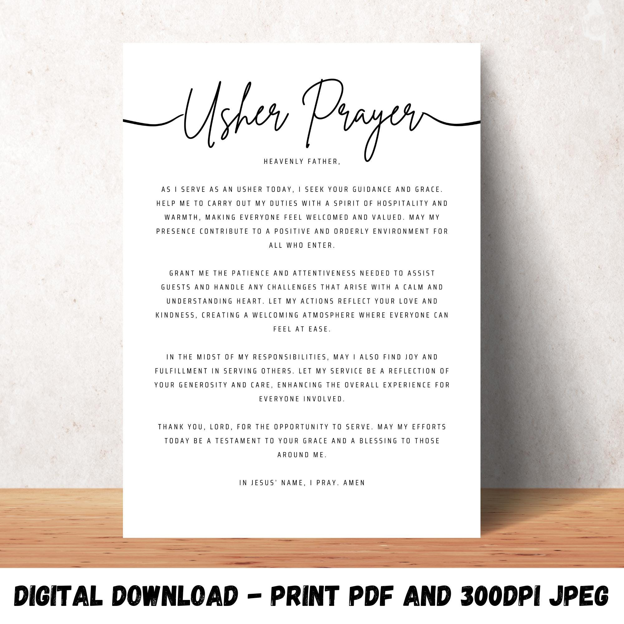 Poems For Church Ushers - Etsy for Free Printable Poems For Ushers Anniversary