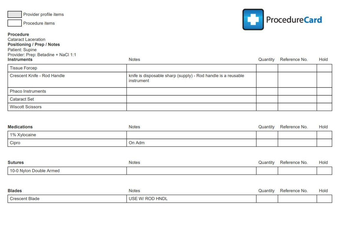 Preference Card Surgery App Card Procedure Software For Surgery intended for Free Surgeon Preference Card Template