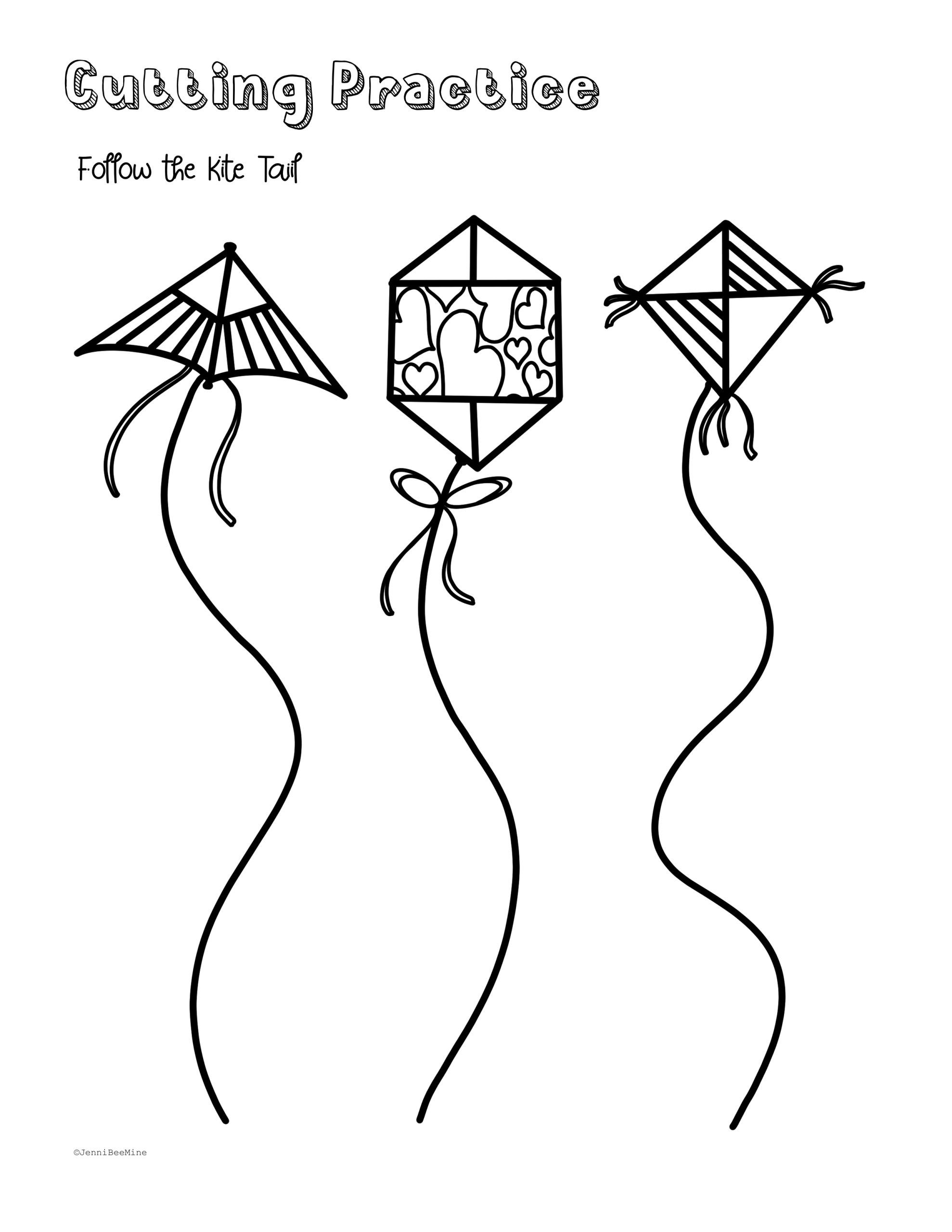 Preschool Printables Cutting Practice: Kite Tails - with Free Kite Printables