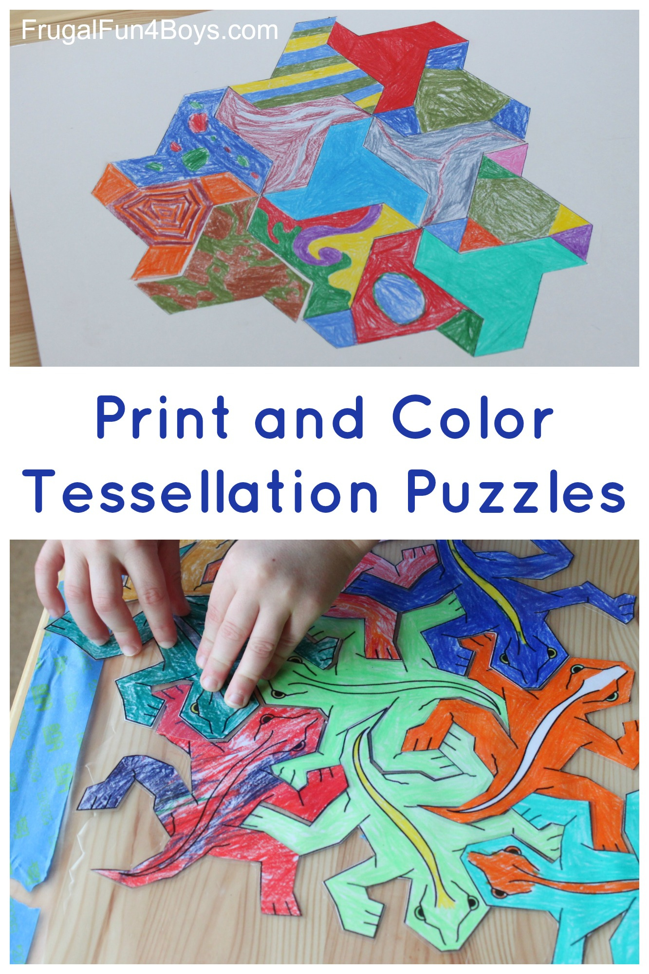 Print And Color Tessellation Puzzles For Kids - Frugal Fun For with regard to Tessellation Patterns Printable Free