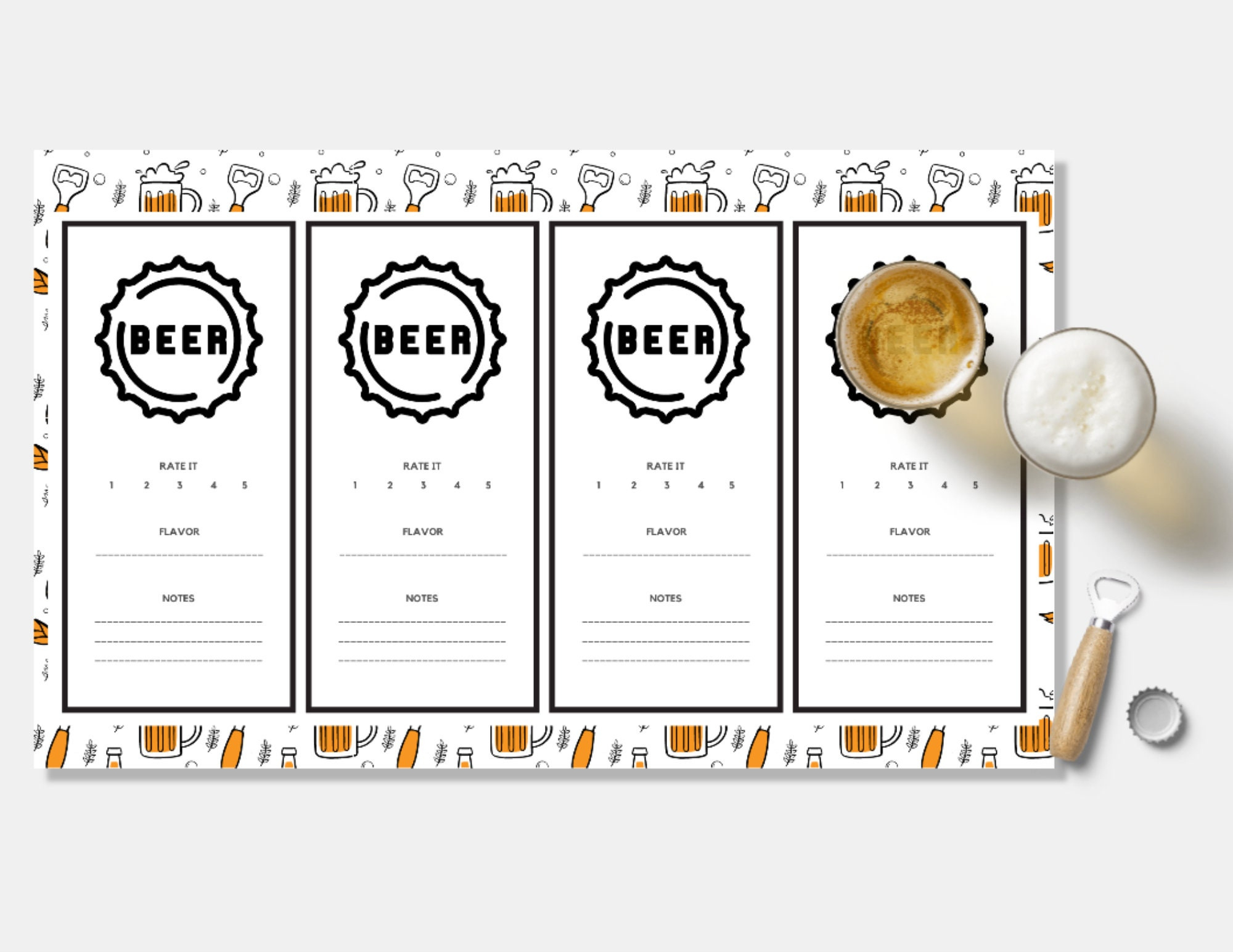 Printable: Beer Tasting Score Sheet / Placemat - Etsy inside Beer Tasting Free Printables