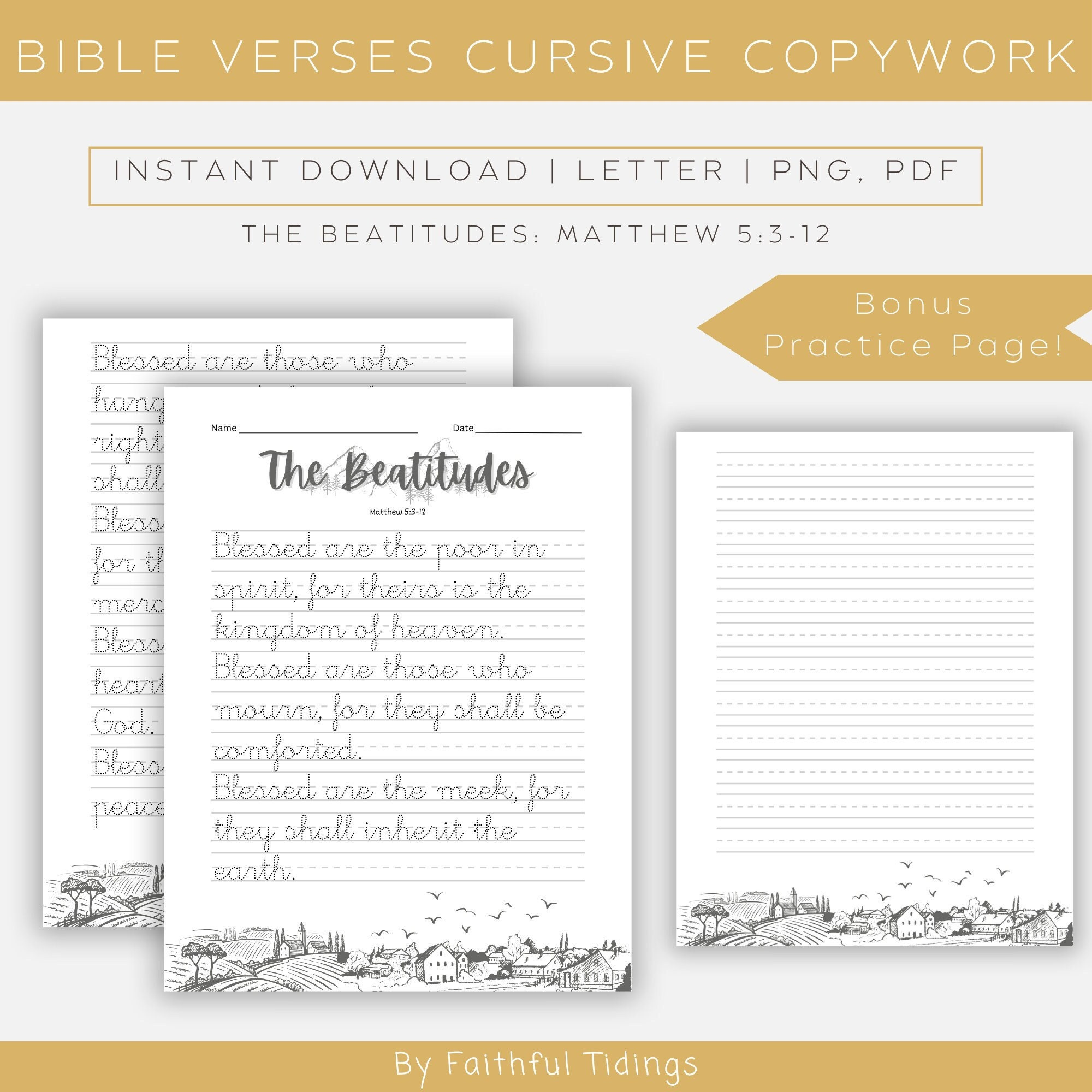 Printable Bible Verses Copywork | The Beatitudes Matthew 5:3-12 throughout Free Printable Bible Verses For Handwriting And Copywork