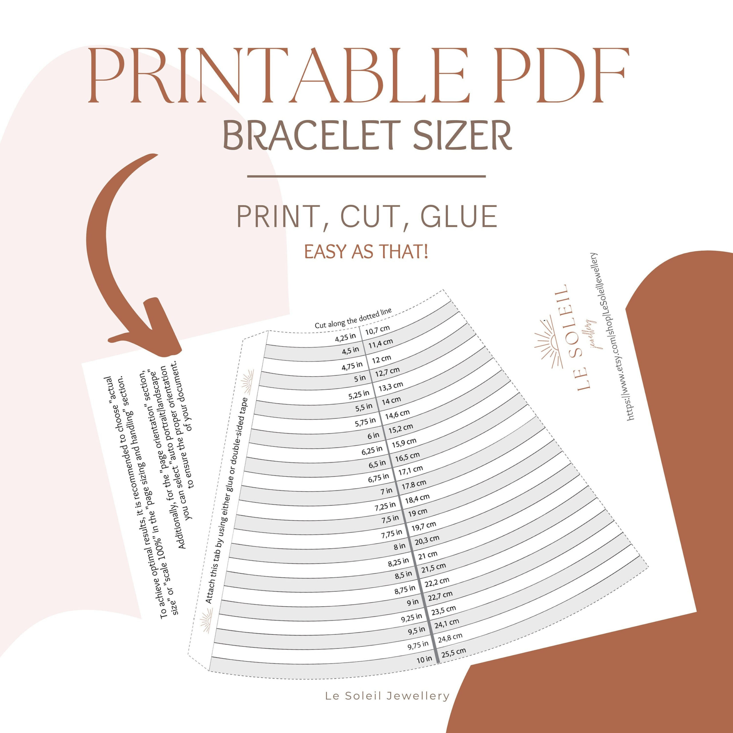 Printable Bracelet Sizer, Measurement Cone, Measuring Cone, Bangle throughout Free Printable Bracelet Sizer