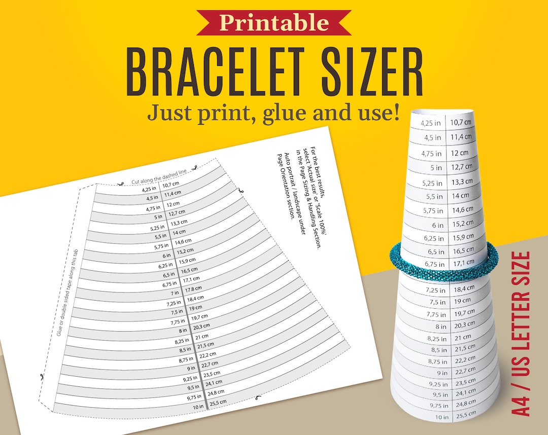 Printable Bracelet Sizer, Printable Bracelet Mandrel, Bracelet with Free Printable Bracelet Sizer