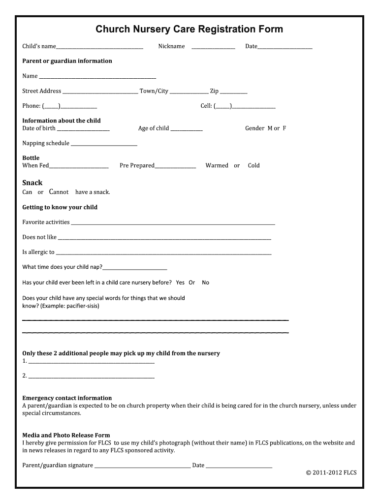 Printable Church Nursery Forms - Fill Online, Printable, Fillable throughout Free Printable Church Nursery Forms